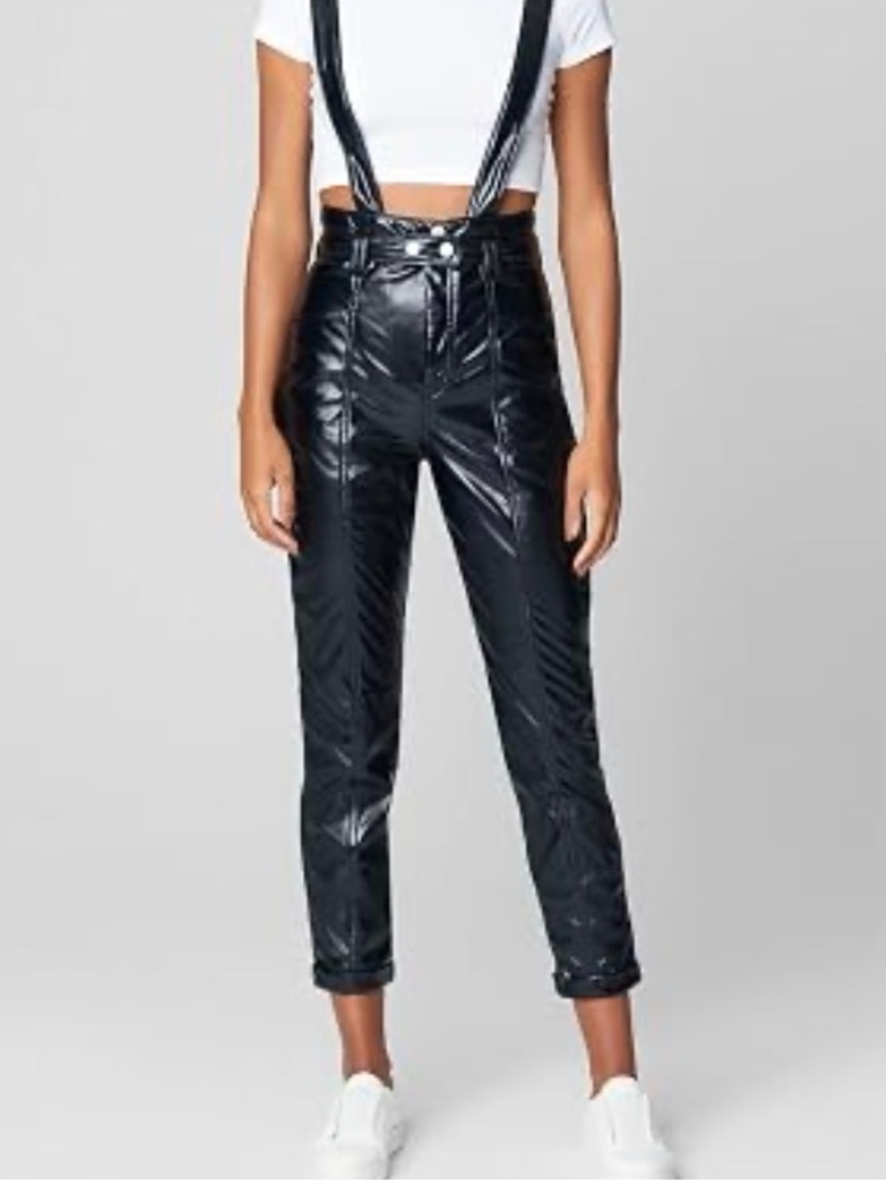 BLANK NYC Other Worldly Faux Leather Pants with Suspenders--NEW--28